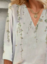 Women's Spring Floral Print Casual V-Neck T-Shirt