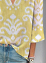 Women's Spring Floral Print Casual V-Neck T-Shirt