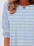 Women's Stripe Print Casual Crew Neck Tunic T-Shirt