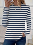 Women's Striped Print Casual Round Neck Long Sleeve T-Shirt