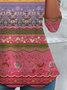 Women's Floral Spring Print Casual Crew Neck Tunic T-Shirt