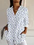 Women's Long Sleeve Shirt Spring/Fall White Polka Dots Buckle Shirt Collar Daily Going Out Casual Top