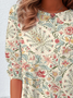 Women's Floral Spring Print Casual Crew Neck Tunic T-Shirt