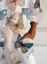 Women's Long Sleeve Shirt Spring/Fall As Picture Butterfly Buckle Shirt Collar Daily Going Out Casual Top