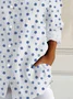 Women's Long Sleeve Shirt Spring/Fall White Polka Dots Buckle Shirt Collar Daily Going Out Casual Top