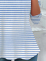 Women's Stripe Print Casual Crew Neck Tunic T-Shirt