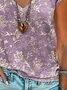 Women's Floral Print Casual V-Neck Short Sleeve T-Shirt