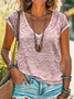 Women's Floral Print Casual V-Neck Short Sleeve T-Shirt