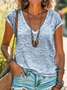 Women's Floral Print Casual V-Neck Short Sleeve T-Shirt