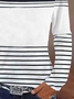Women's Striped Print Casual V-Neck Long Sleeve T-Shirt