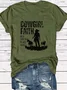 Western Style Round Neck Colored Cotton Short Sleeve T-Shirt