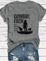 Western Style Round Neck Colored Cotton Short Sleeve T-Shirt