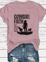 Western Style Round Neck Colored Cotton Short Sleeve T-Shirt