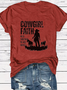 Western Style Round Neck Colored Cotton Short Sleeve T-Shirt