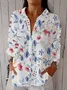 Women's Long Sleeve Shirt Spring/Fall White Floral Buckle Shirt Collar Daily Going Out Casual Top