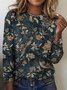 Vintage Flower and Bird Pattern Long Sleeve T-shirt
