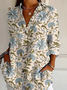 Women's Watercolor Art Floral Print Long Sleeve Shirt
