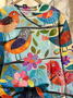 Women's Vintage Art Bird Floral Print Sweatshirt