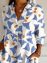 Women's Watercolor Art Floral Print Long Sleeve Shirt