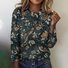 Vintage Flower and Bird Pattern Long Sleeve T-shirt