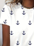 Women's Anchor Print Casual Round Neck Short Sleeve T-Shirt