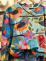 Women's Vintage Art Bird Floral Print Sweatshirt