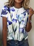 Floral Casual Regular Fit Crew Neck T-Shirt