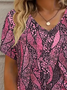 Women's Leopard Print Casual V-Neck Short Sleeve T-Shirt