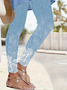 Women's Faux Simulated Denim Printed Spring Casual Leggings