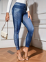 Women's Faux Simulated Denim Printed Spring Casual Leggings
