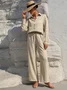 Women's Plain Daily Going Out Two-Piece Set Black Casual Spring/Fall Top With Pants Matching Set