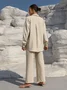 Women's Plain Daily Going Out Two-Piece Set Black Casual Spring/Fall Top With Pants Matching Set