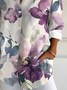 Women's Long Sleeve Shirt Spring/Fall As Picture Floral Buckle Shirt Collar Daily Going Out Casual Top
