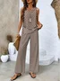 Women's Plain Daily Going Out Two-Piece Set Black-white Casual Summer Top With Pants Matching Set