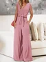 Women's Plain Daily Going Out Two-Piece Set Brick Red Casual Summer Top With Pants Matching Set