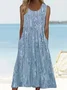 3D Printing Crew Neck Vintage Dress With No