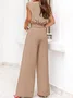 Women's Plain Daily Going Out Two-Piece Set Brick Red Casual Summer Top With Pants Matching Set