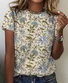 Floral Contrast Short-Sleeved Top Cotton T-Shirt
