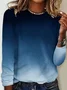 Women's Gradient Print Casual Round Neck Long Sleeve T-Shirt