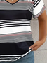 Women's Striped Print Fashion Casual V-Neck Short-Sleeved T-Shirt