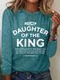 Religious Shirt Christian Clothing Bible Verse Tee Daughter Of The King Casual Long Sleeve Shirt