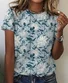 Floral Contrast Short-Sleeved Top Cotton T-Shirt