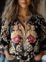 Loose Shawl Collar Ethnic 3D Printing Shirt