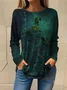 Women's Floral Print Casual Round Neck Long Sleeve T-Shirt
