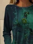 Women's Floral Print Casual Round Neck Long Sleeve T-Shirt