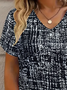 Women's Printed Fashion Casual V-Neck Short Sleeve T-Shirt