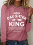 Religious Shirt Christian Clothing Bible Verse Tee Daughter Of The King Casual Long Sleeve Shirt