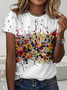 Loose Multicolor Block Crew Neck Casual T-Shirt