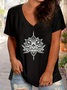 Women's Floral Print Casual V-Neck Short Sleeve T-Shirt