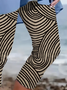 Women's Abstract Striped Print Casual Leggings
